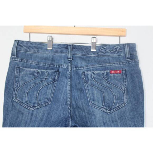 Women's Classic Flare Jeans by Seven 7 Size 10 (35x30) Stretch Denim Blue - Picture 5 of 6